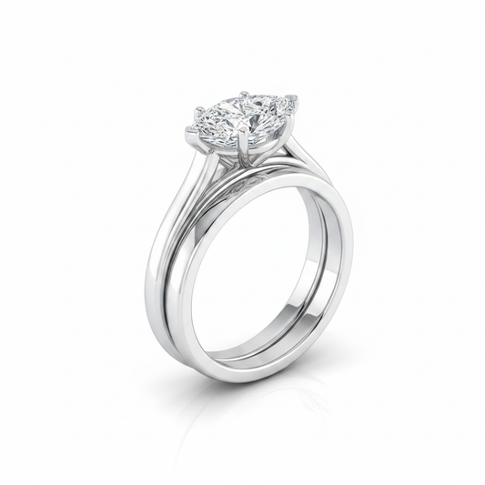 The Juliette Matching Wedding Band, Marquise in 18K White Gold