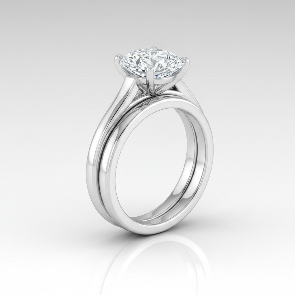 The Juliette Matching Wedding Band, Oval in 18K White Gold