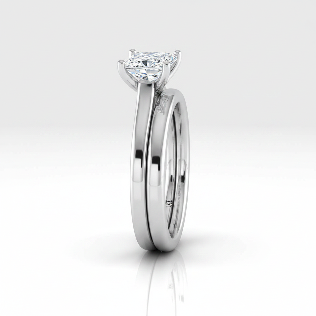 The Juliette Matching Wedding Band, Princess in 18K White Gold