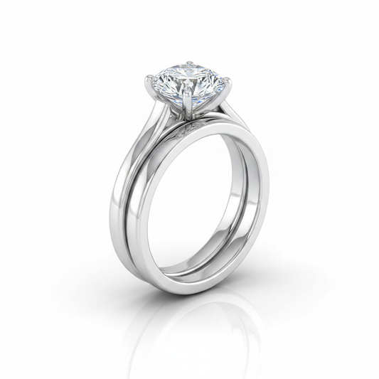 The Juliette Matching Wedding Band, Round in 18K White Gold
