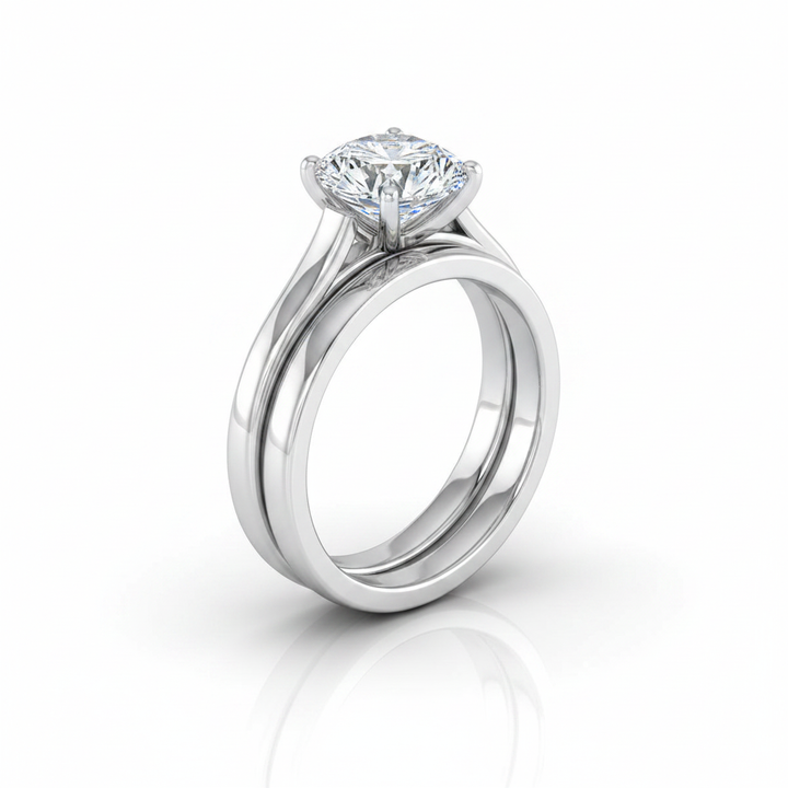 The Juliette Matching Wedding Band, Round in 18K White Gold | RockHer