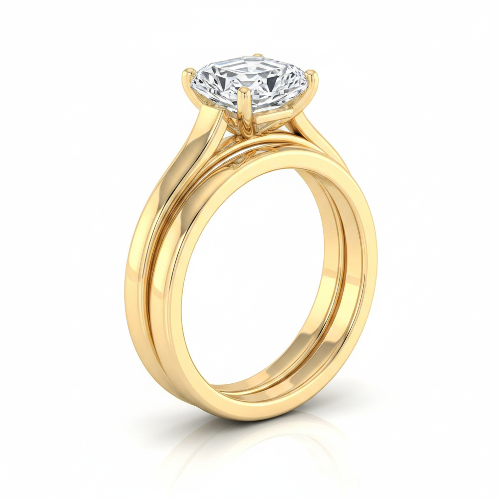 The Juliette Matching Wedding Band, Asscher in 18K Yellow Gold