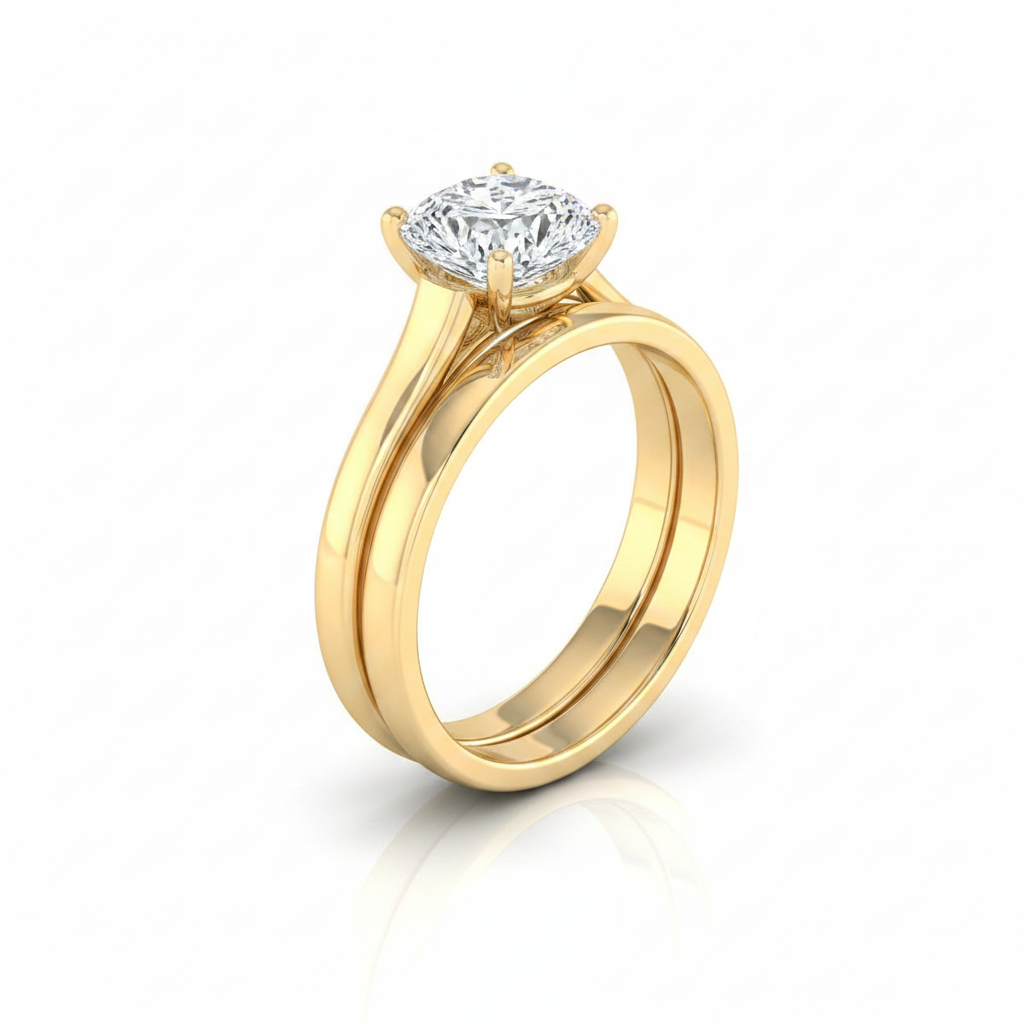 The Juliette Matching Wedding Band, Cushion in 18K Yellow Gold