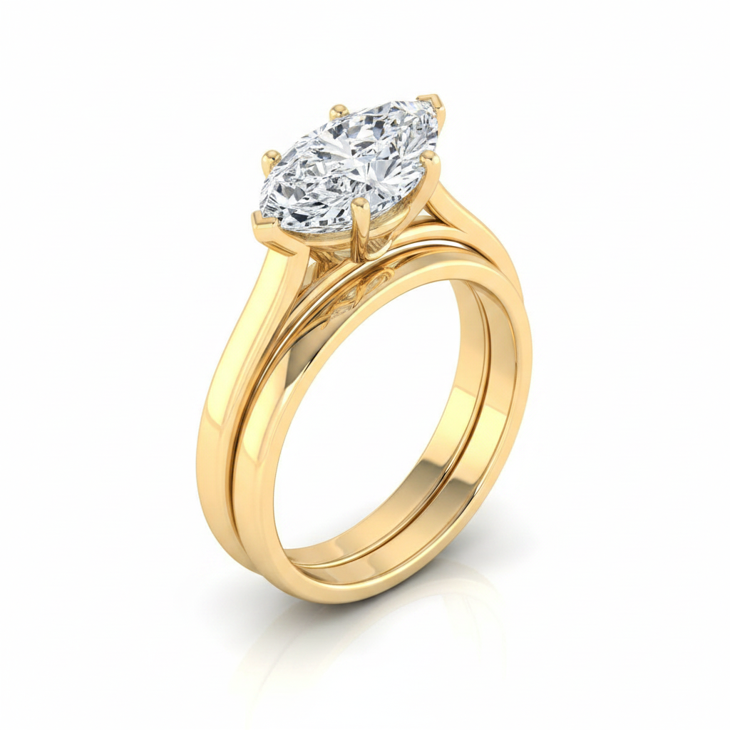 The Juliette Matching Wedding Band, Marquise in 18K Yellow Gold