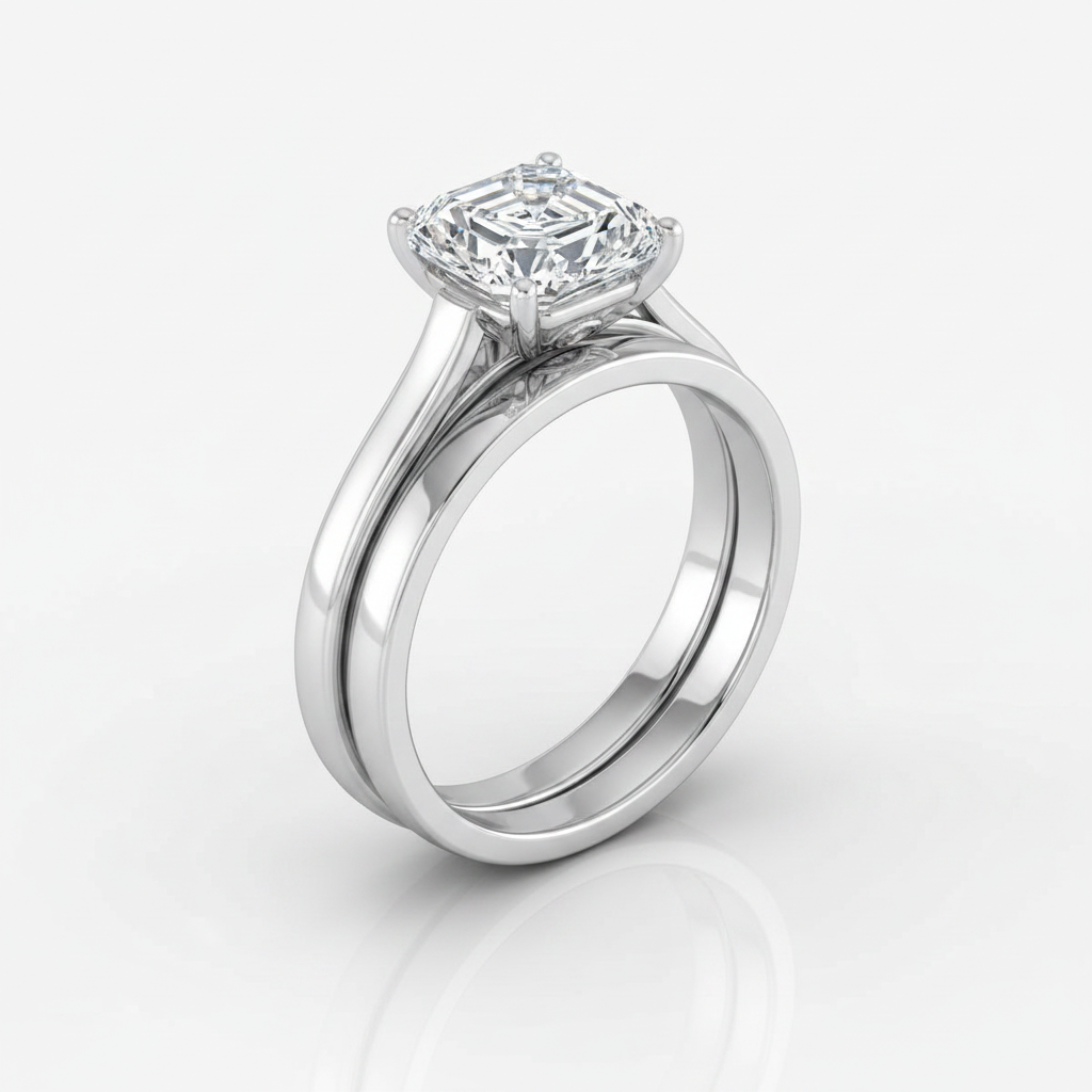 The Juliette Matching Wedding Band, Asscher in Platinum