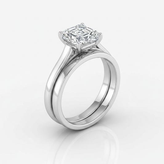 The Juliette Matching Wedding Band, Asscher in Platinum