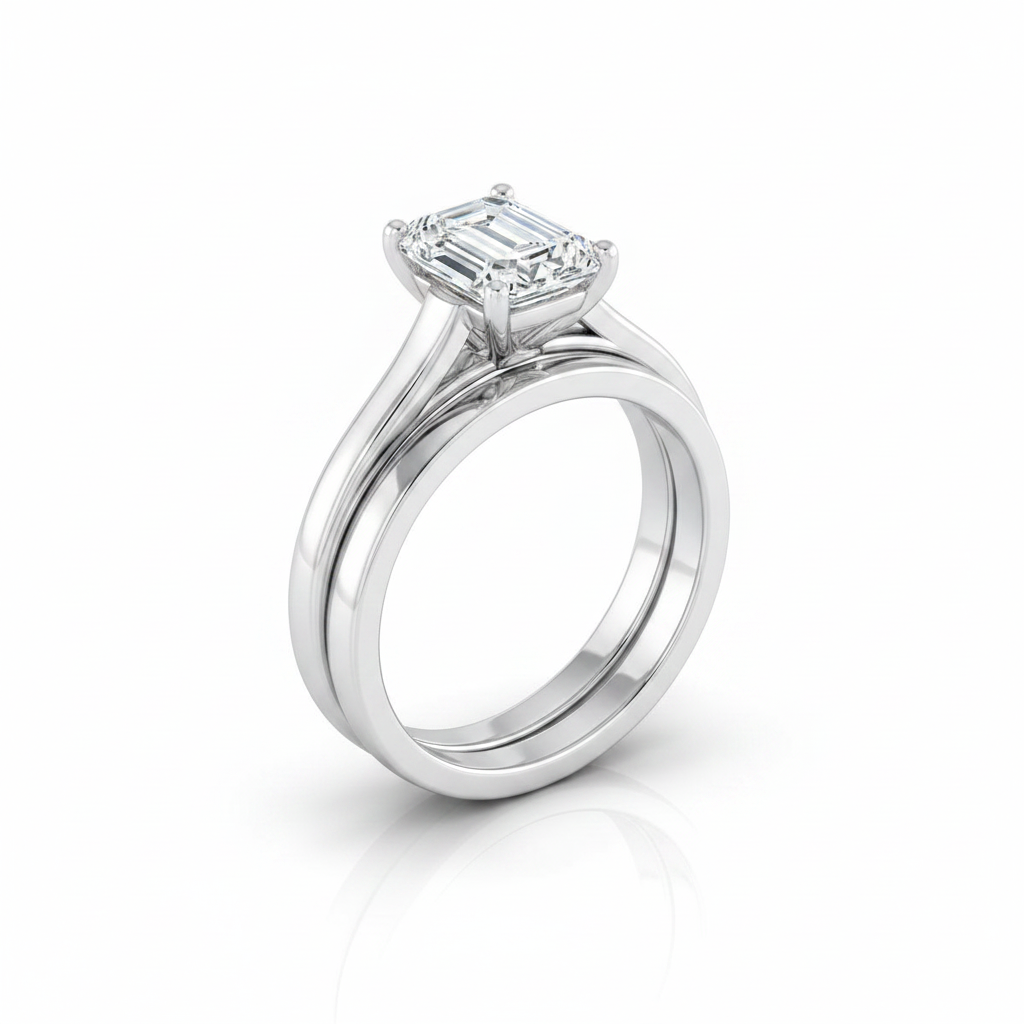 The Juliette Matching Wedding Band, Emerald in Platinum