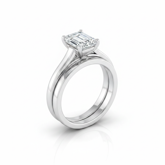 The Juliette Matching Wedding Band, Emerald in Platinum