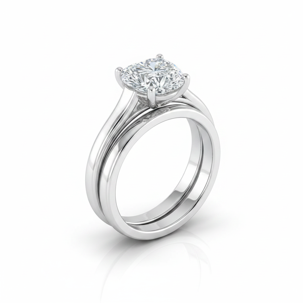 The Juliette Matching Wedding Band, Heart in Platinum