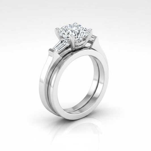 The June Matching Wedding Band, Cushion in 18K White Gold