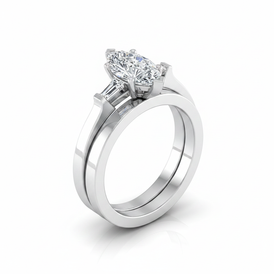 The June Matching Wedding Band, Marquise in 18K White Gold