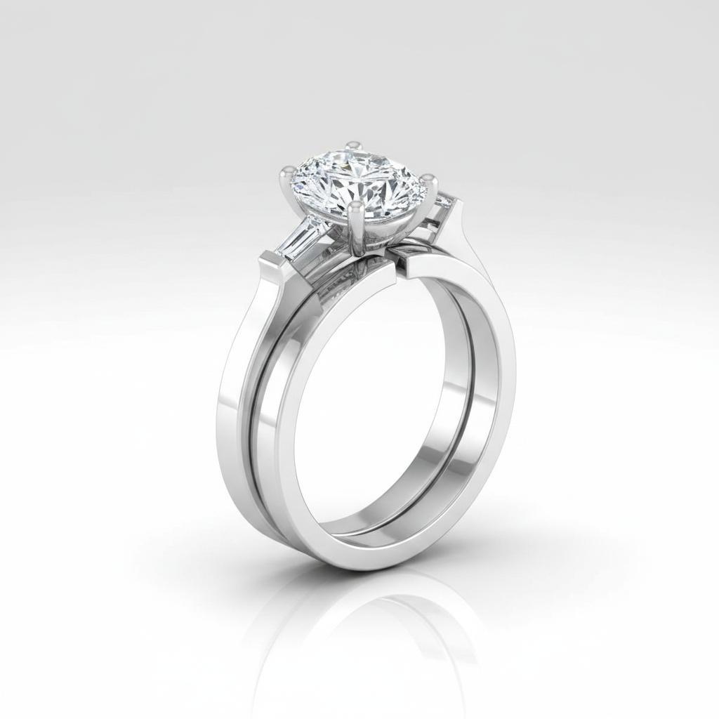 The June Matching Wedding Band, Oval in 18K White Gold
