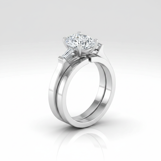The June Matching Wedding Band, Oval in 18K White Gold
