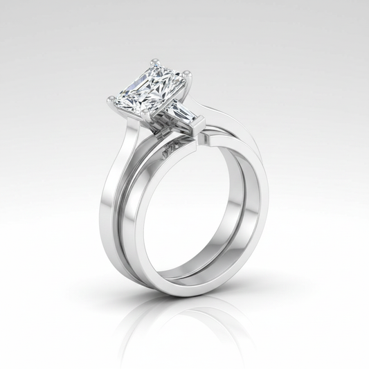 The June Matching Wedding Band, Radiant in 18K White Gold