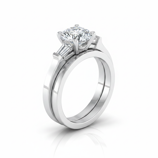 The June Matching Wedding Band, Round in 18K White Gold