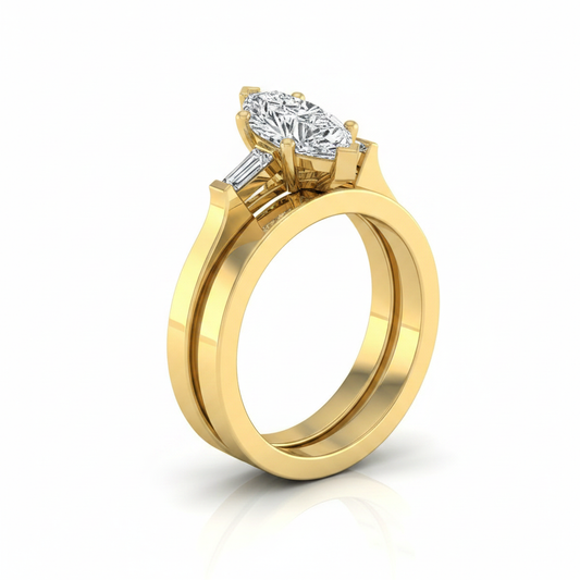 The June Matching Wedding Band, Marquise in 18K Yellow Gold