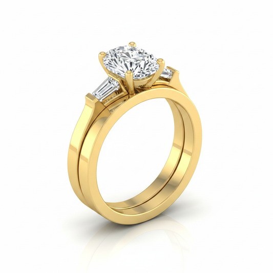 The June Matching Wedding Band, Oval in 18K Yellow Gold