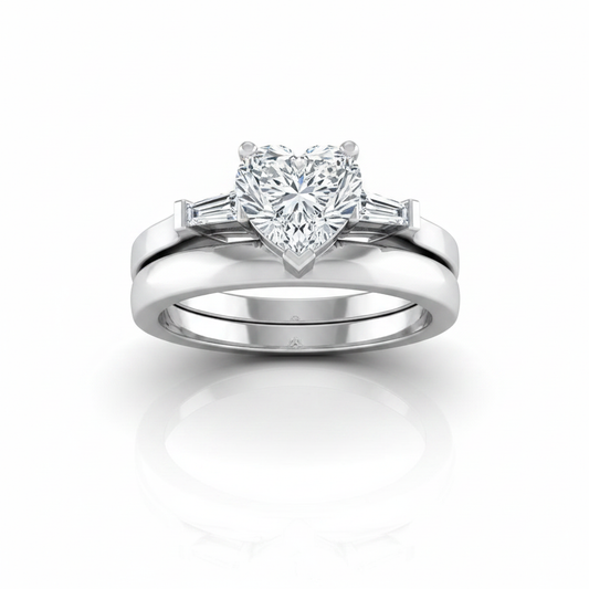 The June Matching Wedding Band, Heart in Platinum