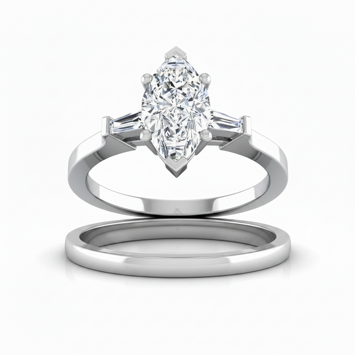 The June Matching Wedding Band, Marquise in Platinum