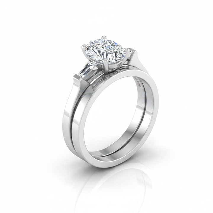 The June Matching Wedding Band, Oval in Platinum