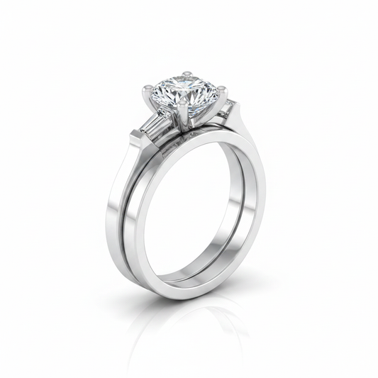 The June Matching Wedding Band, Round in Platinum