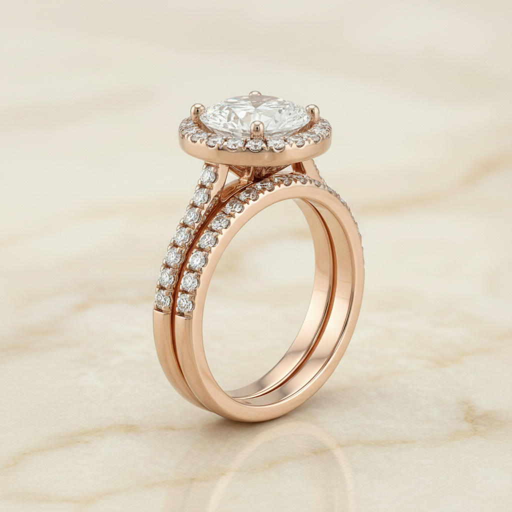 The Kate Matching Wedding Band, Oval in 14K Rose Gold