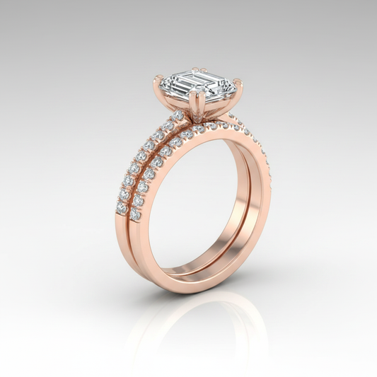 The Kelly Matching Wedding Band, Emerald in 14K Rose Gold