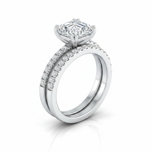 The Kelly Matching Wedding Band, Asscher in 18K White Gold