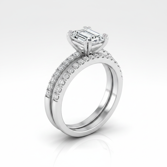 The Kelly Matching Wedding Band, Emerald in 18K White Gold