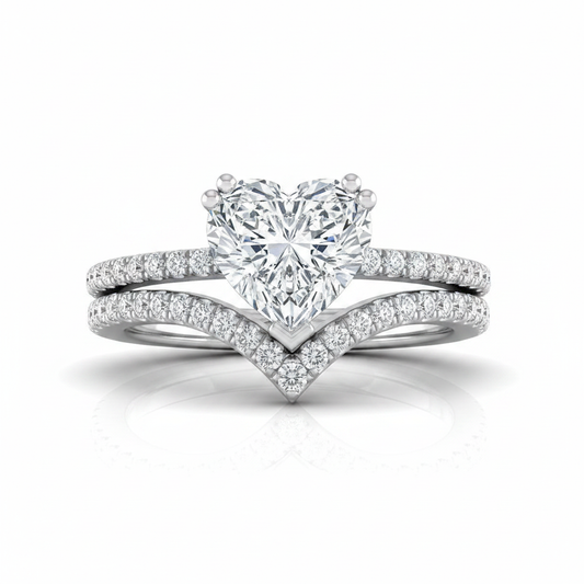 The Kelly Matching Wedding Band, Heart in 18K White Gold
