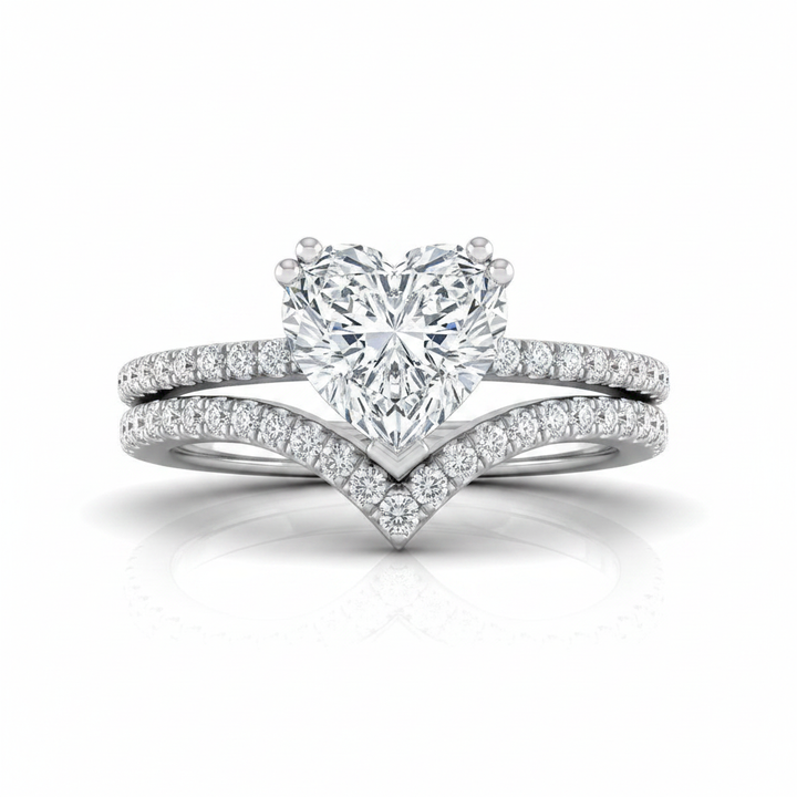 The Kelly Matching Wedding Band, Heart in 18K White Gold