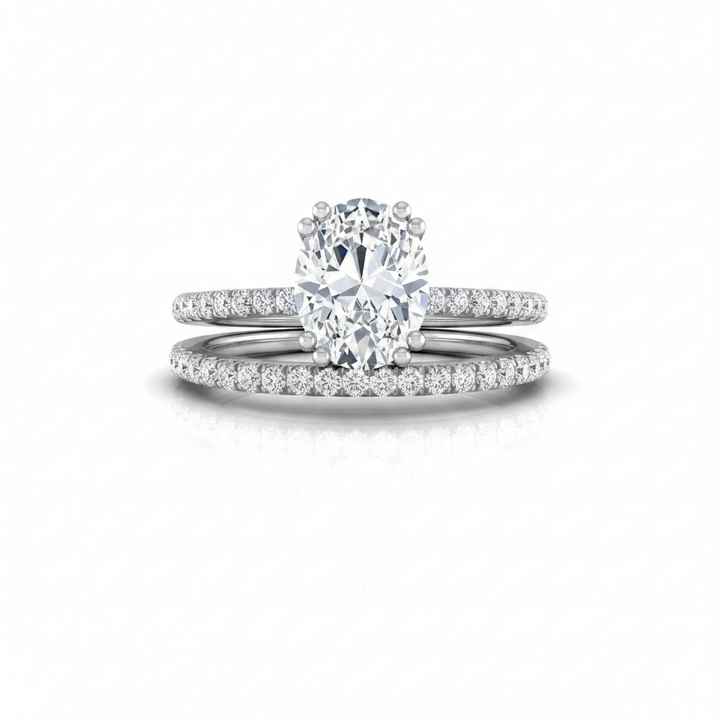 The Kelly Matching Wedding Band, Oval in 18K White Gold