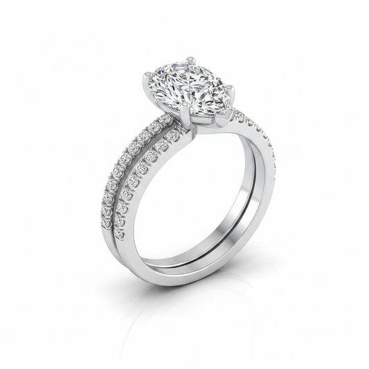 The Kelly Matching Wedding Band, Pear in 18K White Gold