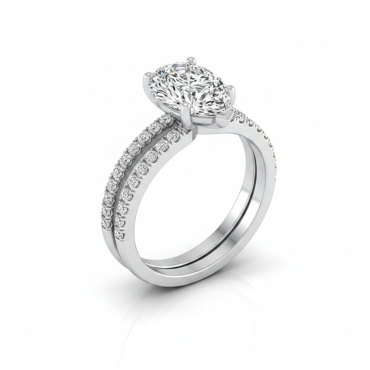 The Kelly Matching Wedding Band, Pear in 18K White Gold