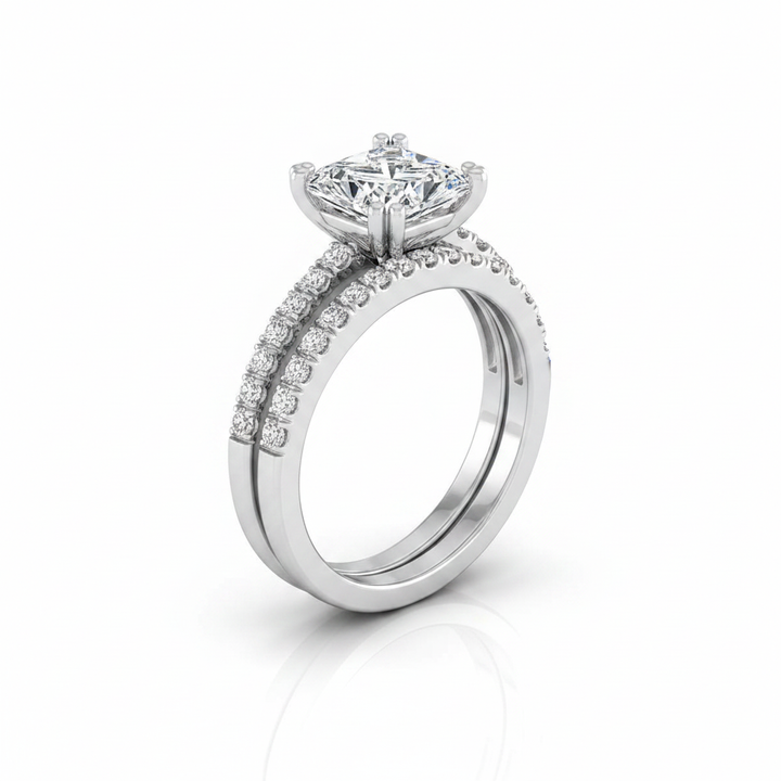 The Kelly Matching Wedding Band, Princess in 18K White Gold | RockHer