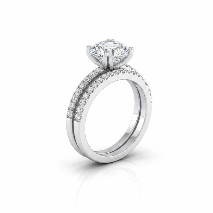 The Kelly Matching Wedding Band, Round in 18K White Gold