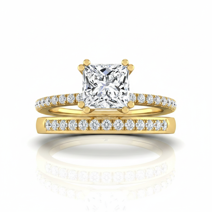 The Kelly Matching Wedding Band, Princess in 18K Yellow Gold | RockHer