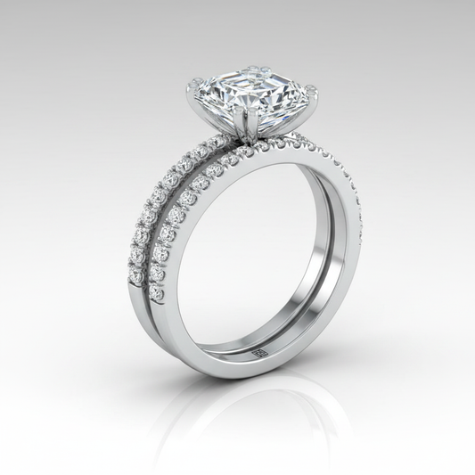 The Kelly Matching Wedding Band, Asscher in Platinum