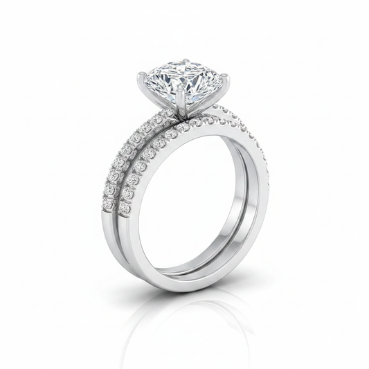 The Kelly Matching Wedding Band, Cushion in Platinum