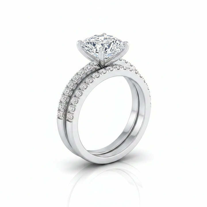 The Kelly Matching Wedding Band, Cushion in Platinum | RockHer