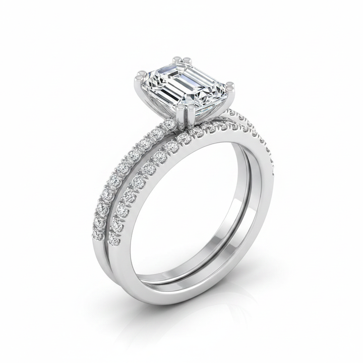 The Kelly Matching Wedding Band, Emerald in Platinum | RockHer