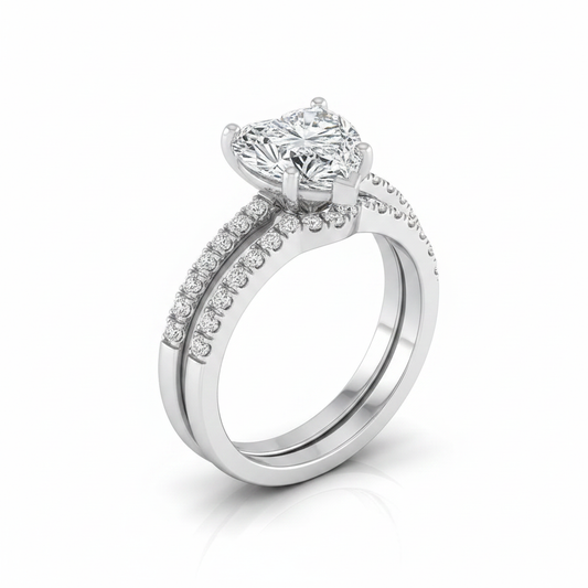 The Kelly Matching Wedding Band, Heart in Platinum