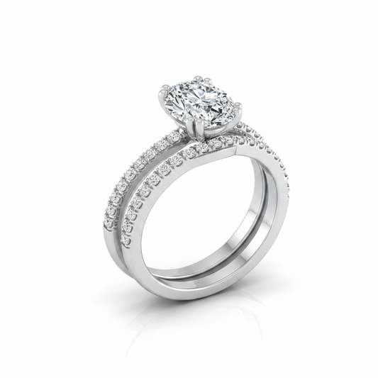 The Kelly Matching Wedding Band, Oval in Platinum