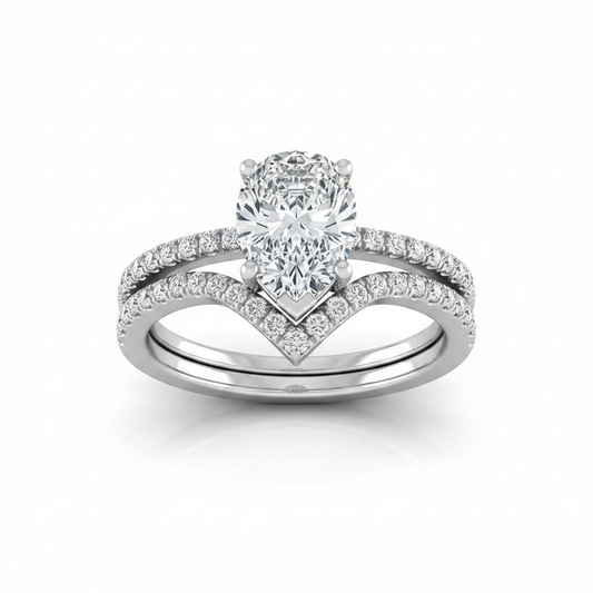 The Kelly Matching Wedding Band, Pear in Platinum