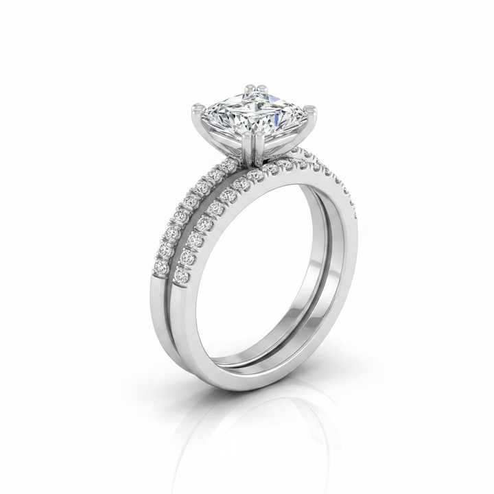 The Kelly Matching Wedding Band, Princess in Platinum | RockHer