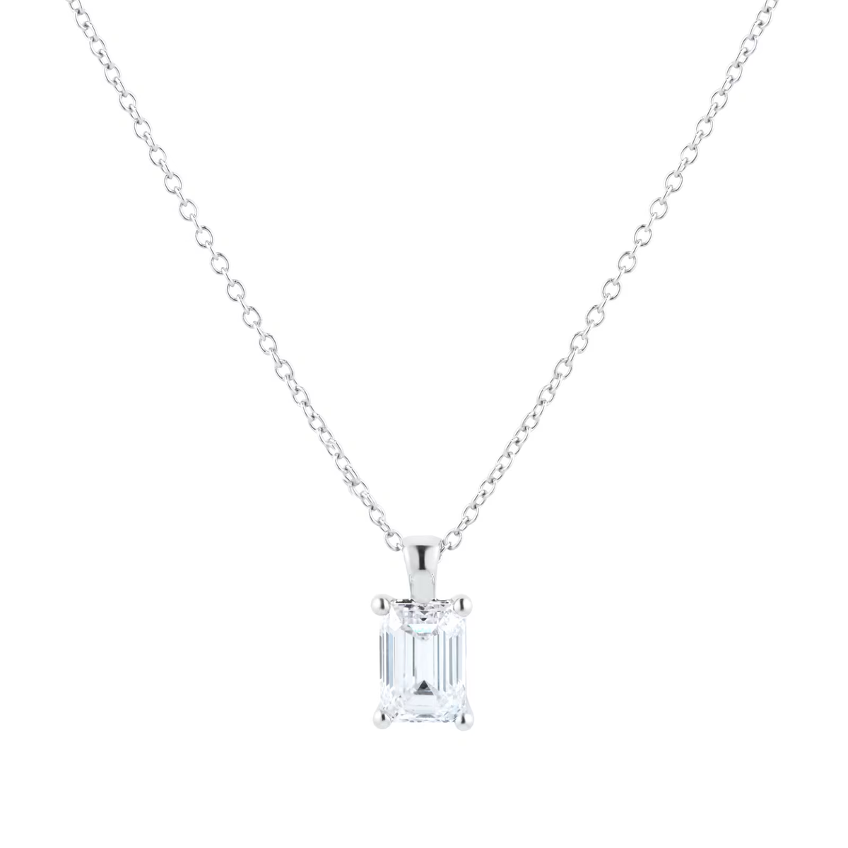 Lab Grown Diamond Emerald Cut Solitaire Pendant 2 ct t.w. in White Gold