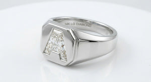 Natural Diamond Letter Signet Ring - Platinum, photo 4 | RockHer