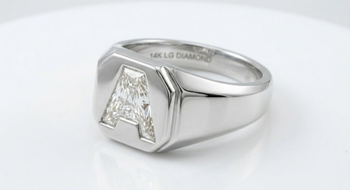 Diamond Letter Signet Ring - 14K White Gold – lifestyle shot | RockHer