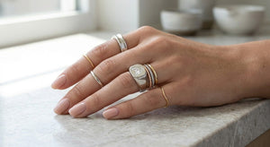 Natural Diamond Letter Signet Ring - Platinum, photo 5 | RockHer