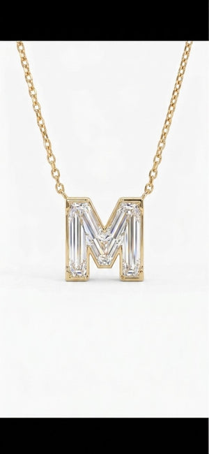 Diamond Letter Pendant Necklace, in 14K Yellow Gold, angled view | RockHer